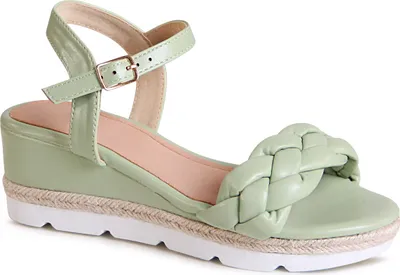 Produktbild von topschuhe24 2431 Damen Keilabsatz Sandalen Riemchen Sandaletten , Farbe:Grün, Größe:37 EU