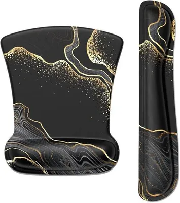 Image de Tapis de jeu avec poignée - antidérapant - noir/doré - motif marbré