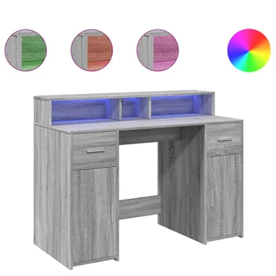 Zdjęcie produktu dla Biurko Z Podświetleniem Led, Szary Dąb Sonoma, 120X55X91 Cm Lumarko!