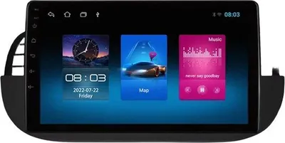 Produktbild von Autoradio mit Bluetooth und CarPlay für FIAT 500 (2007–2014), kompatibel mit Apple und Android, Stereoanlage, Navigationssystem, 1 GB/16 GB Speicher, 9-Zoll-Display
