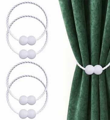 Produktbild von Magnetische Vorhang Raffhalter - 4 Stück - Zur Befestigung von Gardinen und Vorhängen - Weiß
