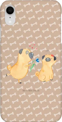 Produktbild von Mr. & Mrs. Panda Iphone XR Handyhülle Mops Verliebt - Hundeglück - Geschenk, Möpse, Sprüche, Liebe, Hund, Premium Kunststoff, Knuffig, Handy Case