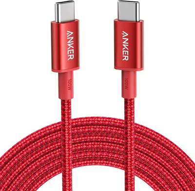Immagine prodotto di Nuovo cavo USB-C a USB-C da 100 W in nylon (3 m) rosso