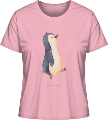 Produktbild von Mr. & Mrs. Panda Basic T-Shirt Damen Pinguin marschieren Größe M - Baumwolle Pink - Geschenk, Kurzarmshirt, Schwester, Oberteil, Pinguine, Shirt, Stolz, Familie