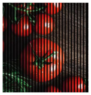 Produktbild von Akustikpaneele mit Digitaldruck Tomaten01 19 x 1133 x 1195 mm Topmaten Tisch MDF PET-Fasern Wandpaneele Rot Grün Braun 2 Einzelplatten