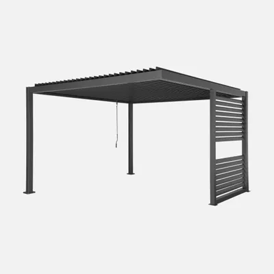 Immagine prodotto di Pergola bioclimatica 3,5x3,5m in alluminio con lamelle orientabili + persiana, Antracite