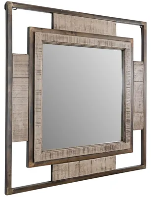 Immagine prodotto di MASSIVMOEBEL24 | specchio in legno di Mango 92x4x92 marrone laccato HEAVY INDUSTRY #254