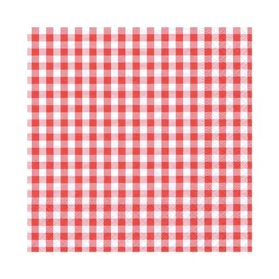 Produktbild von PAPSTAR Servietten 1/4-Falz, 25x25 cm rot, "Vichy Karo" | Folie (20 Stück)