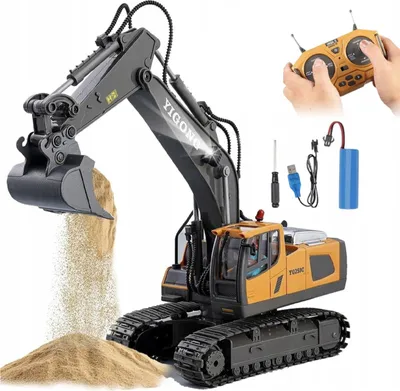 Produktbild von OKWISH Ferngesteuerte Autos, RC Bagger Spielzeug aus Metall, Ferngesteuerter Bagger mit LED-Lichtern, Kinder Baustellenfahrzeug, Geschenkidee