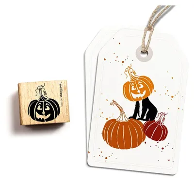 Produktbild von Holzstempel mit Halloween-Kürbis Motiv für kreatives Basteln und Dekoration