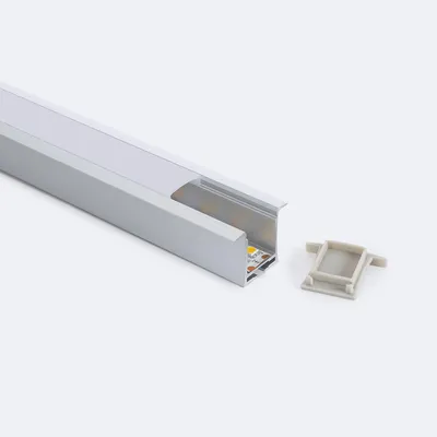 Produktbild von Aluminiumprofil Einbau für LED Streifen bis 19 mm mit durchgehender Abdeckung 2 m