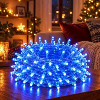 Produktbild von 20M 200LEDs 8 Modi Lichterkette Strom, Timer, Merkfunktion, LED Weihnachten Lichterkette Party Deko Licht Weihnachtsbaum Garten Beleuchtung, Blau