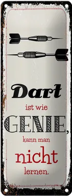 Produktbild von Blechschild Dart Genie kann man nicht lernen, 27 x 10 cm, Blechschilder Spruch Sport Hobby