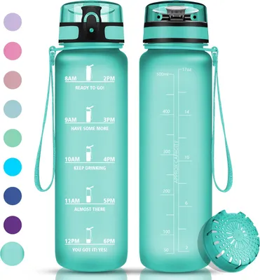 Productafbeelding van Drinkfles met fruitfilter, 500 ml, BPA-vrij, gemaakt van Tritan, met tijdmarkering, geschikt voor sport en kinderen
