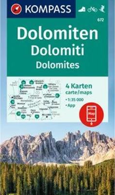 Image de KOMPASS Set de cartes de randonnée 672 Dolomites, Dolomiti, Dolomites (4 cartes) 1:35.000