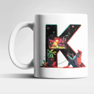 Produktbild von Name A bis Z Gamer Spieler Zocker Kaffeetasse Teetasse Tasse Geschenkidee – K