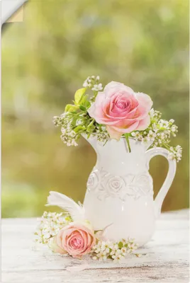 Produktbild von ARTland Wandbild, selbstklebend Vintage Rosen in Vase Größe: 40x60 cm