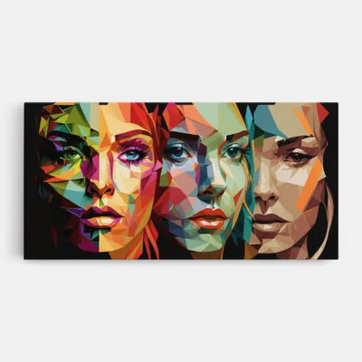 Produktbild von ARTHUB® Leinwandbild 60x120 cm, Women Face Collage | Wohnzimmerdekoration, Hängende Bilder, Wanddekoration, Heimdekoration, Moderne, Collagen