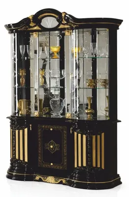Produktbild von Casa Padrino Luxus Barock Vitrine Schwarz / Gold 139 x H. 213 cm - Barock Möbel -  Italy