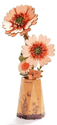 Zdjęcie produktu dla Trójwymiarowa drewniana układanka, sztuczna gerbera, zestaw do rękodzieła dla dorosłych, modelarstwo, dekoracja, prezent