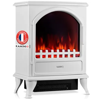 Image de Cheminée électrique KAMINIO LENI - Poêle électrique avec chauffage, effet flamme 3D - Blanc