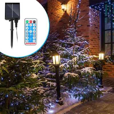 Produktbild von Jayseuw 80M 800LEDs Solar Lichterkette 8 Beleuchtungsmodell Garten Party Weihnachten Deko Kaltweiß