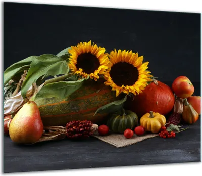 Produktbild von Herdabdeckplatten Glaskeramikkochfeld-Abdeckung Spritzschutz Glas 60x52cm Gemüse