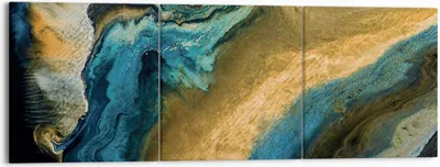 Produktbild von Bild auf Leinwand - Leinwandbild - 3 Teile - Abstraktion verschüttet Gold - 150x50cm - Wand Bild - Wanddeko - Wandbilder - Leinwanddruck - Bilder - Wanddekoration - Leinwand bilder - CA150x50-4431