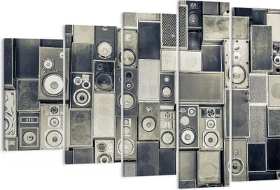 Produktbild von Bild auf Leinwand - Leinwandbild - 5 Teile - Abstraktion Lautsprecher Grafik - 150x100cm - Wand Bild - Wanddeko - Wandbilder - Leinwanddruck - Bilder - Wanddekoration - Leinwand bilder EG150x100-4163