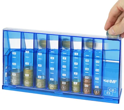 Münzsortierer von HMF mit 24 cm Breite in Blau