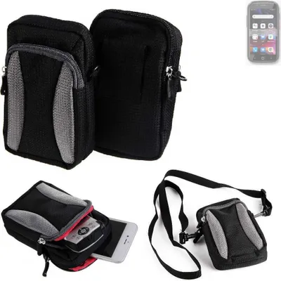Produktbild von K-S-Trade Holster Schutz Hülle kompatibel mit Unihertz Jelly 2E Handy Hülle Gürteltasche Umhängetasche mit Zusatzfach schwarz