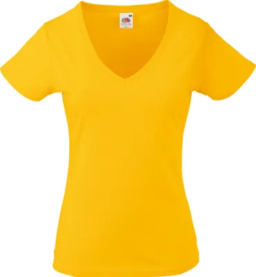 Immagine prodotto di Maglietta Fruit Of The Loom Lady-Fit Valueweight Donna, scollo a V BC1361 (XL) (giallo girasole)