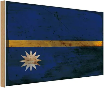 Produktbild von vianmo Holzschild 20x30 cm Nauru Rost Flagge Fahne Wappen