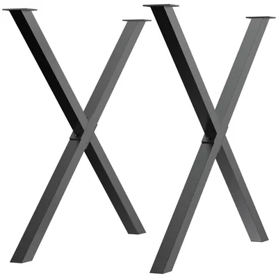 Immagine prodotto di Set 2 Gambe Tavolo a X 80x4x72 cm in Acciaio Nero