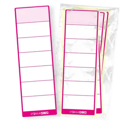 Produktbild von itenga 10x Ordneretikett Pink Rückenetikett zum Aufkleben 6,0 x 19,0 cm aus Haftpapier