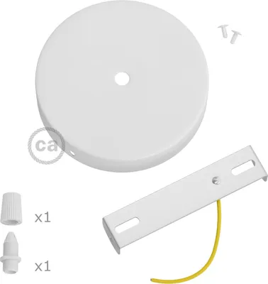 Produktbild von Metallisches Dachset ø120 x 25 mm, Zentralbohrung 10 mm, mit Kunststoff-Dichtungsstopfen, Mattweiß