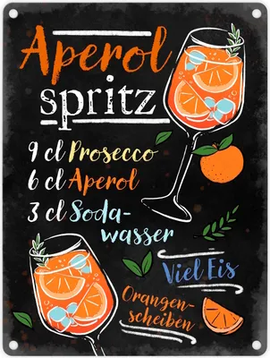 Produktbild von Cocktail-Rezept Aperol Spritz Metallschild in 15x20 cm