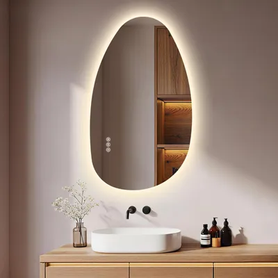 Produktbild von S'AFIELINA Badspiegel mit Beleuchtung 85×50 cm LED Touch Schalter Wandspiegel 3 Lichtfarben und Dimmbar, Anti-Beschlag- und Memory-Funktion