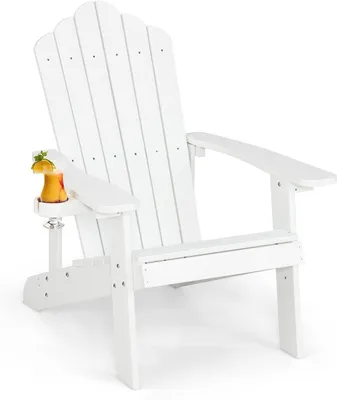 Obrázek produktu pro Adirondacková židle s držákem na nápoje, odolná zahradní židle, plastová zahradní židle