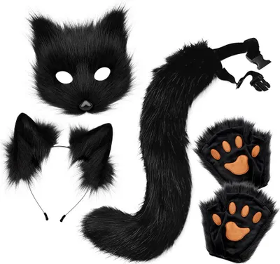 Image de INF Ensemble de Masque de Renard en Peluche Halloween - 4 Pièces Accessoires