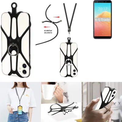 Produktbild von K-S-Trade 3in1 Handykette Handyband Handykordel Halsband Smartphone-Ring Handy-Ring kompatibel mit Ulefone S9 Pro Fingerhalterung Handyring