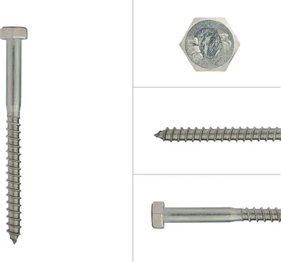 Immagine prodotto di Viti per legno a testa esagonale in acciaio inox A2 M8 x 100 mm - Per 100 pezzi
