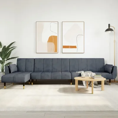 Produktbild von Möbel Schlafsofa in L-Form Dunkelgrau 275x140x70 cm Samt - Klassische Sofas 3157207