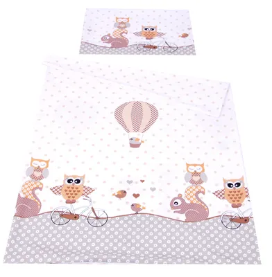 Produktbild von BABYLUX Kinderbettwäsche 2 Tlg. 100 x 135cm aus Baumwolle Bettwäsche Bettbezug Bezug 2 Tlg. für Babybett Babybettwäsche 54. Eule Braun
