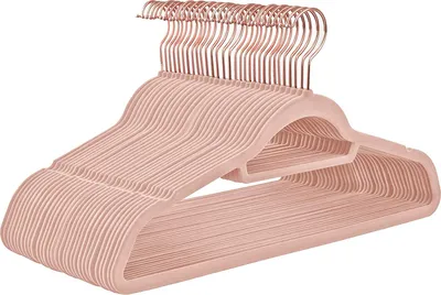 Zdjęcie produktu dla SONGMICS Aksamitny wieszak na płaszcze, 30 sztuk, antypoślizgowy, wieszak na kurtki, obrotowy haczyk w kolorze różowego złota, grubość 0,6 cm, oszczędność miejsca, długość 45 cm, do kurtek, koszul, spódnic, spodni, krawatów, jasnoróżowy CRF21PK30