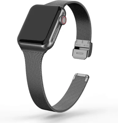 Obrázok produktu pre Náramok Jumadas kompatibilný s Apple Watch – Milanese náramok pre Apple Watch – čierna farba, 38/40/41 mm. Milanese náramok s prackou pre modely Apple Watch série 1/2/3/4/5/6/7/8/9/se