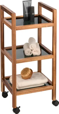 Obrázok produktu pre WENKO Rolling shelf Mod. Fondi, 3 police, z agátového dreva