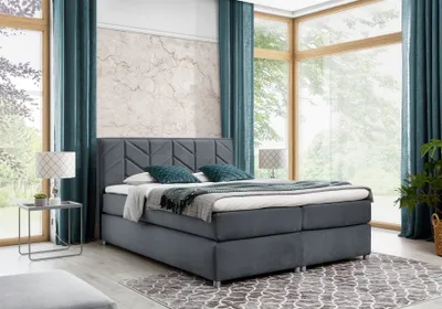 Produktbild von Boxspringbett Schlafzimmerbett Bett BARTOLO DELUX Stoff Anthrazit 160x200cm