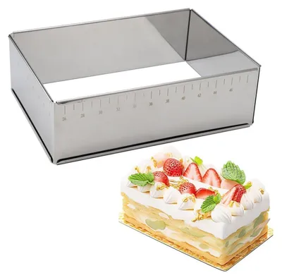 Produktbild von Backrahmen rechteckig verstellbar Edelstahl mit Skalenmarkierungen 25-47x18-34x8 cm zerlegbar