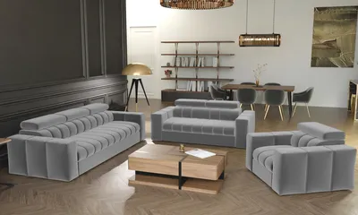 Produktbild von Furmeb24 Kenno 3+2+1 Lounge-Set Mit Schlaffunktion Hellgrau